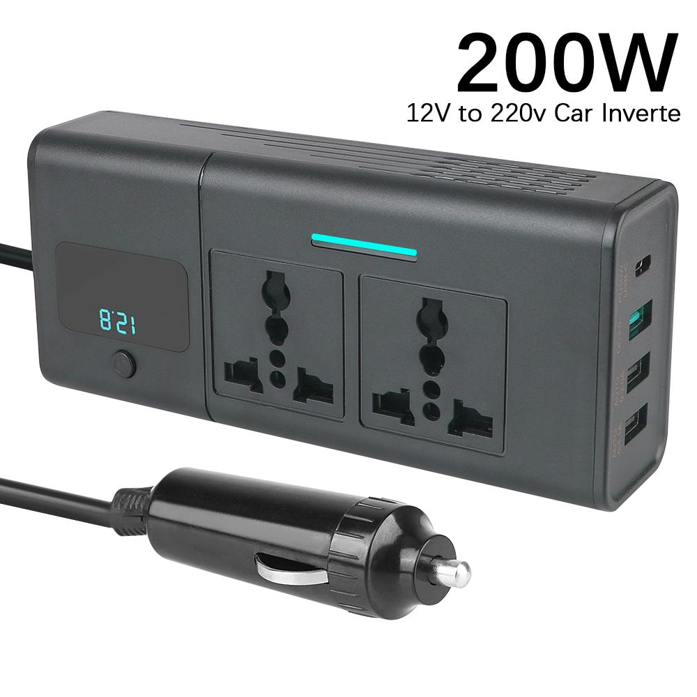 

200W Car Accessories Power Inverter Adapter DC 12V to AC 220V Invertor Car Inverter With Digital Display