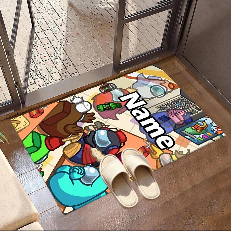 Custom Name Personalized Among Us Print Carpet, Versatile Home Decor Rug, for Playroom, Apartment, Balcony, Entryway, Hallway Gift