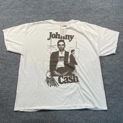 NWT Johnny Cash Mugshot Outlaw Photo Shirt 2XL 26x31 White
