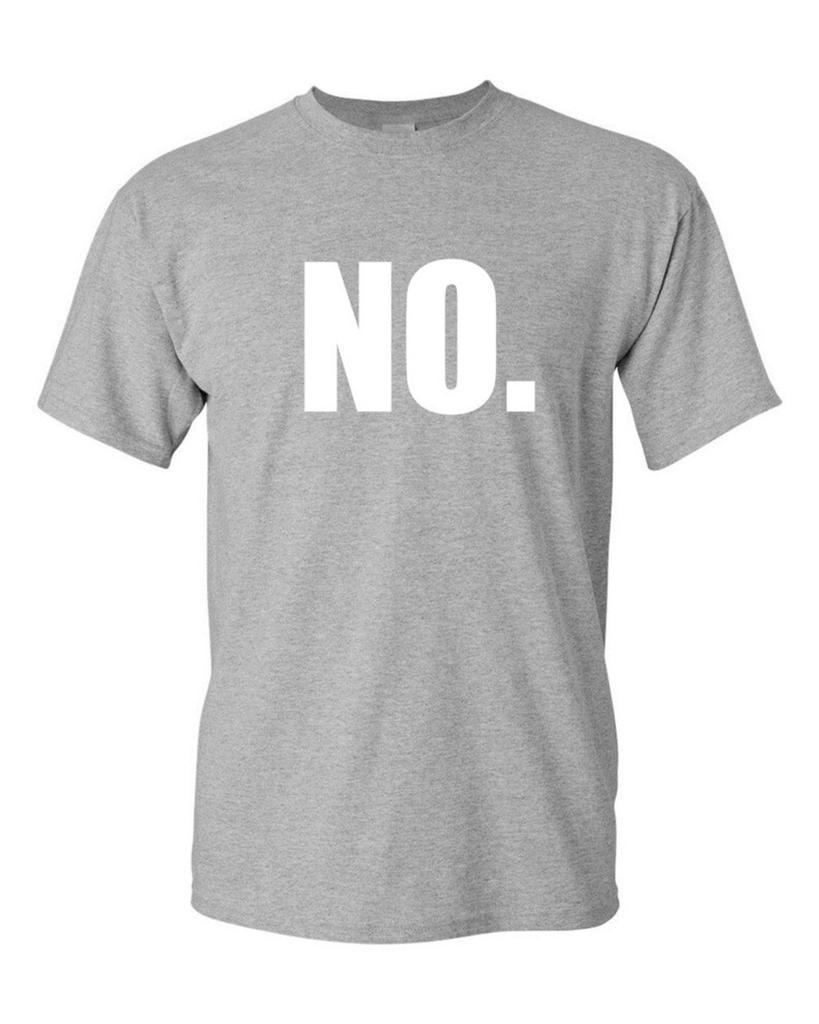 Men Funny NO T Shirt Simple Letter Print Minimalist Humor Short Sleeve Casual Cotton Streetwear Tee Top