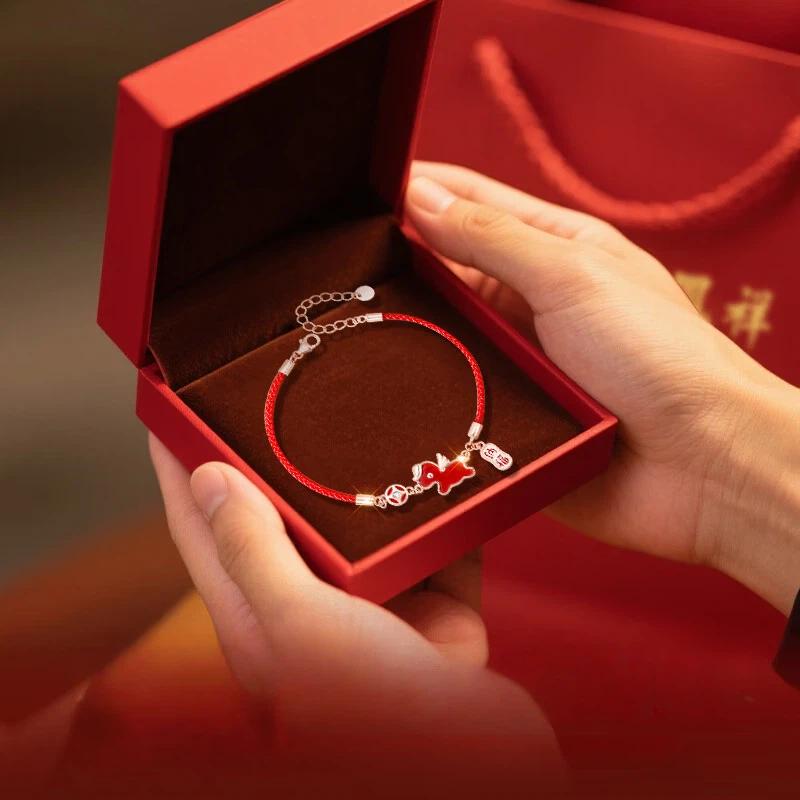 Horse Pendant Red String Bracelet, Agate Bracelet