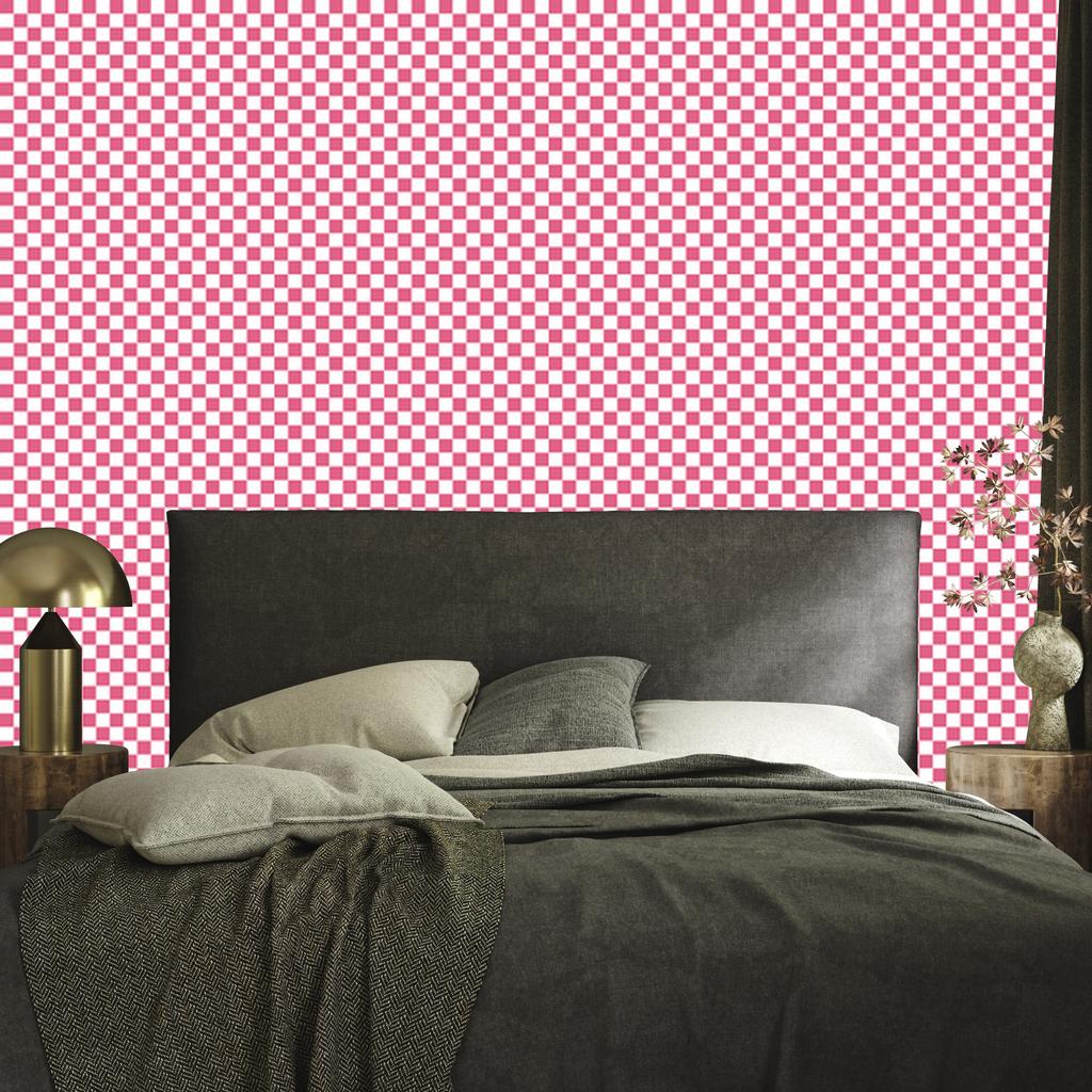 Checkerboard Wallpaper, Powder Pink and White, Clear Detail, 50x1000
