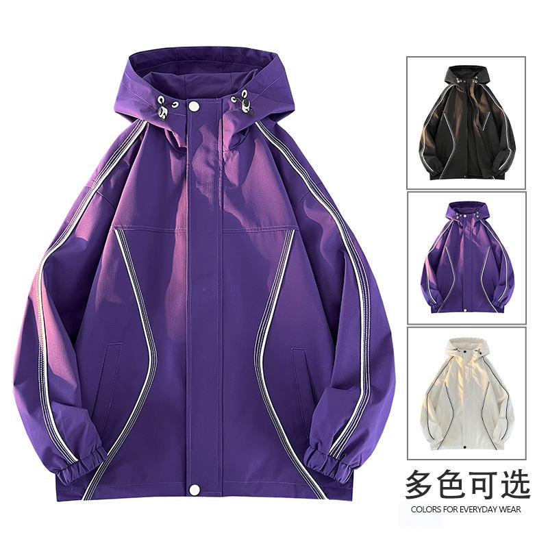 Trendy Brand Color-blocked Hooded Jackets for Men and Women, Japanese Street Niche Design, Loose BF Style Casual Jackets for Couples