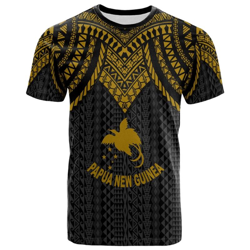 Papua New Guinea Flag Map Graphic T Shirts PNG National Emblem T Shirt For Men