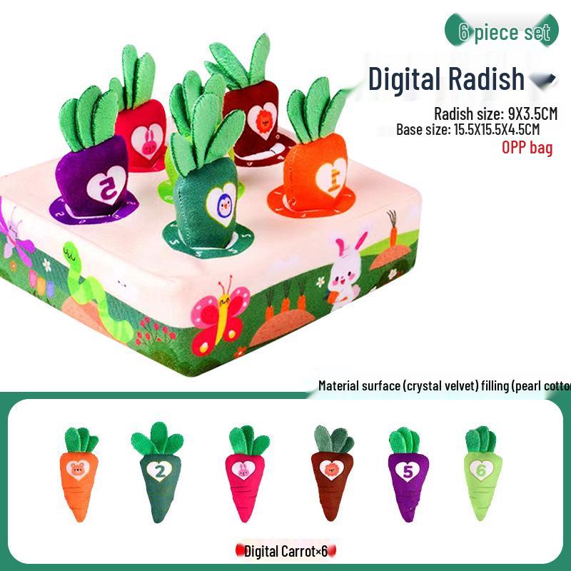 Tear-Resistant Baby Tissue Box Toy with Crinkle Paper and Pulling Radish Finger Exercise