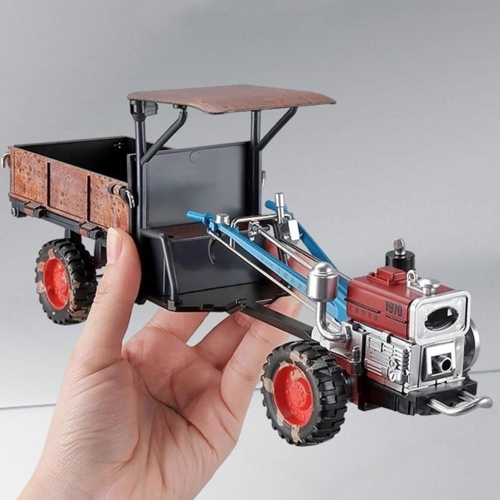 1/24 Agricultural Walking Tractor Toy Model Sound Light Alloy Diecast Retro Variable Engineering Vehicles Collection Gifts