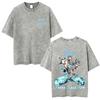 Anime Washed Vintage T Shirts Jojo Bizarre Adventure Tshirt Manga Giorno Giovanna Streetwear Men Women Casual Oversized T Shirt