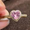 Huitan Luxury Heart Zirconia Finger Ring Female Wedding Band Multiple Colors Crystal Stone Accessories Lady Engagement Jewelry