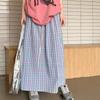 Women's Summer Korean High-Waist Flared A-Line Midi Skirt - French-Style Plaid Umbrella Skirt with Vintage Elegance