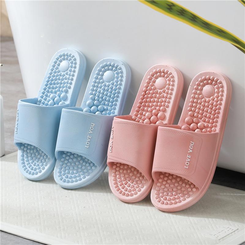 Slippers women's summer indoor home bathroom soft bottom slip-resistant couple men's foot acupressure cool slippers wholesale