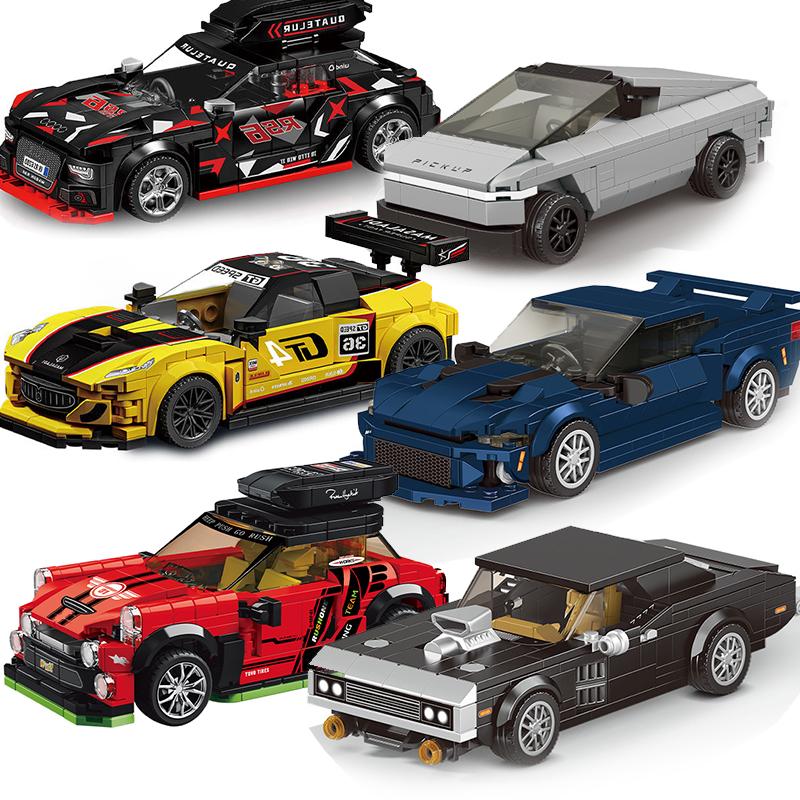 Technischer Speed Car MOC Stadtfahrzeug Rennwagen Rallye Bausteine Ziegel Set Retro Ornament DIY Spielzeug für Erwachsene Geschenke