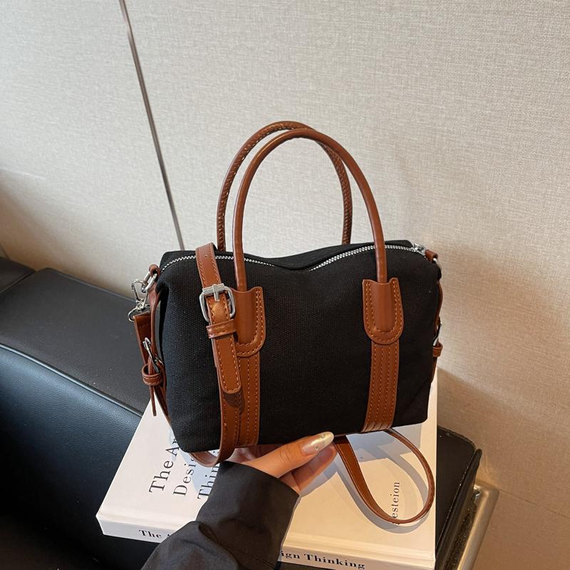 Classic Canvas Duffel Bag with Leather Trim and Adjustable Strap Perfect for Travel and Everyday Use