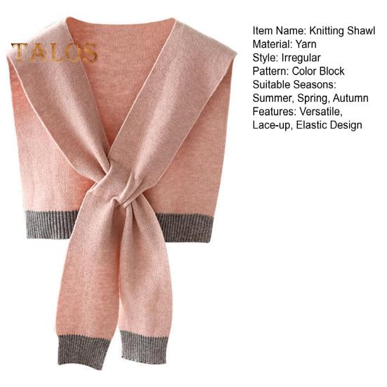 Women Knitting Shawl Patchwork Color Soft Knotted Design Versatile Soft Texture Shawl Winter Warm Scarf