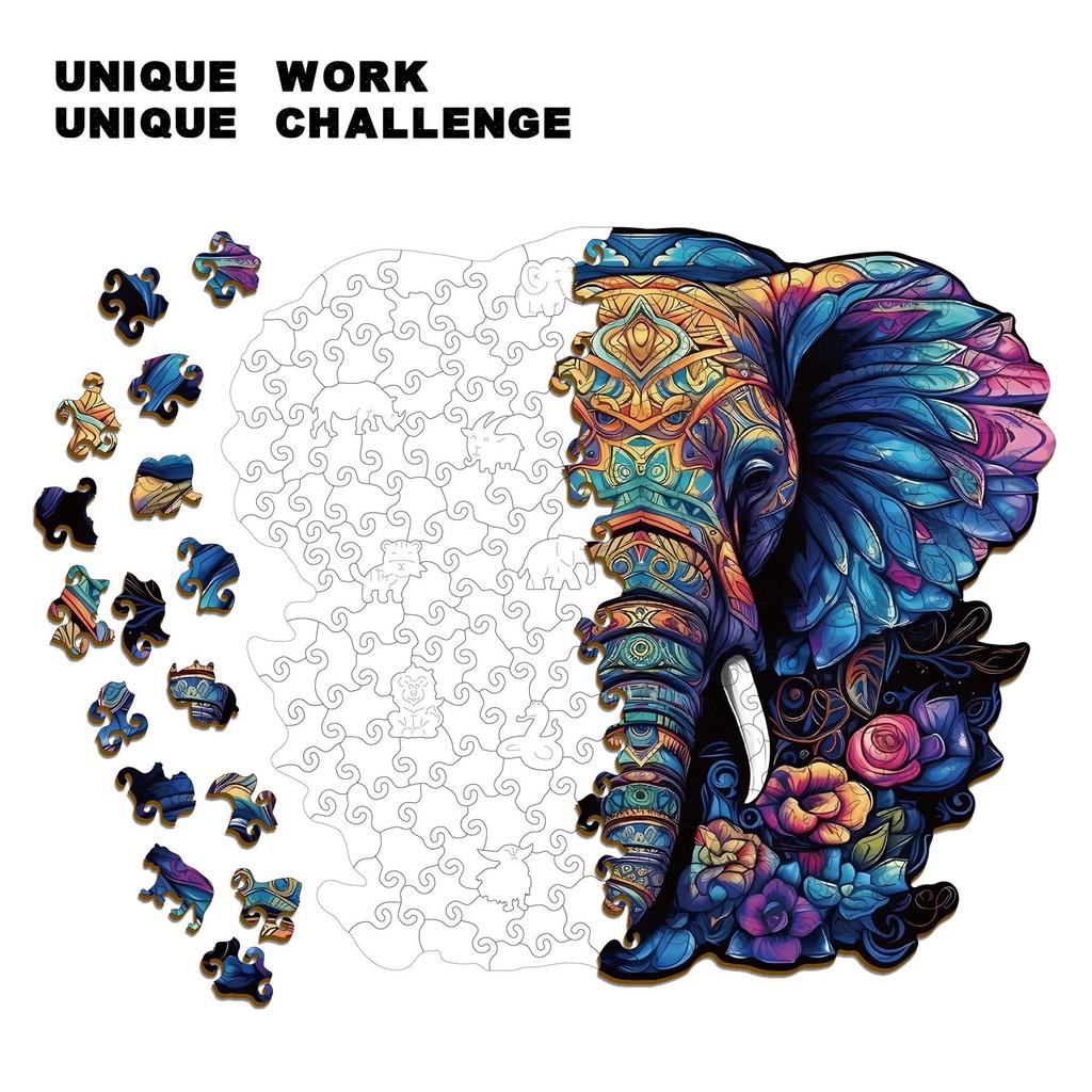 Elephant Puzzle Wooden Special-Shaped Splicing Toy Original Piggy Bank Decompression Manual Puzzle