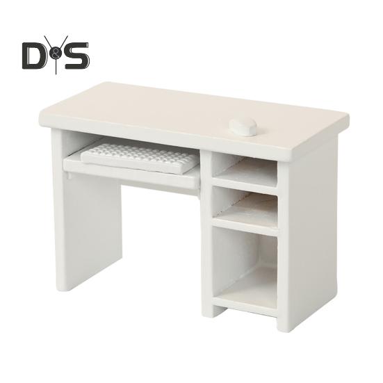 

1:12 Миниатюрный компьютерный стол для кукольного домика Мини-мебель Компьютерный стол с мышкой и клавиатурой Модель для кукольного домика Аксессуары белый