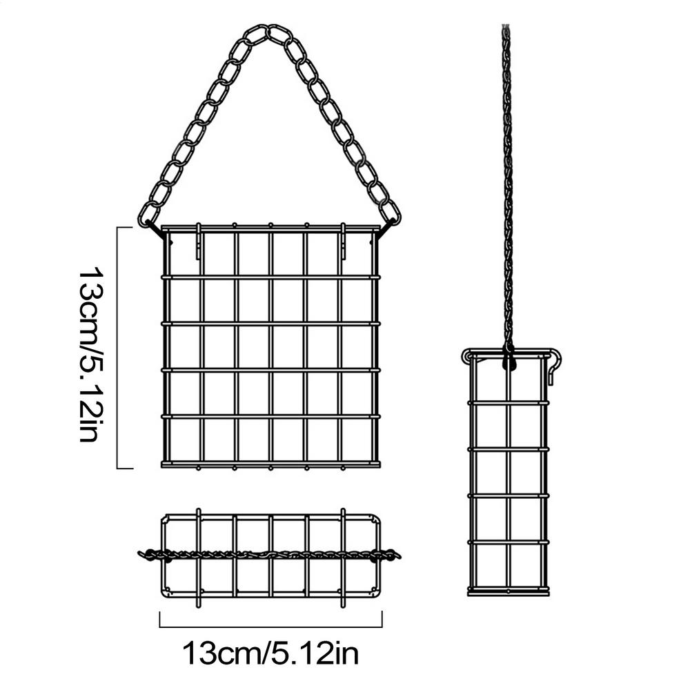 Suet Ball Bird Feeder Metal Wire Suet Cage Feeder Metal Fat Ball Bird Wire Feeder for Balcony Garden Outdoor Backyard Outside