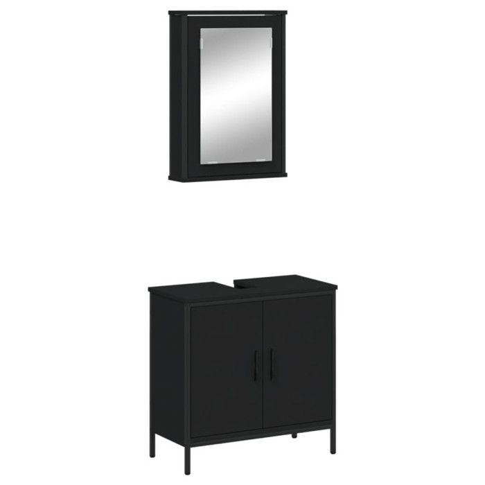 VidaXL 2 Pcs Bathroom Furniture Set Black Engineered Wood, Bathroom Cabinet, Bath Cabinet, 3214780