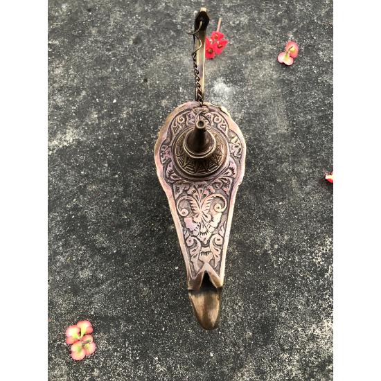 Antique Brass Aladin 6"Genie Oil Lamp Aladdin Chirag Incense Burner Vintage Gift