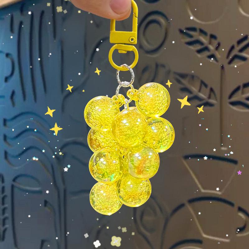 Charming Transparent Acrylic Grape Cluster Keychain - Women's Handbag Accessory & Small Gift