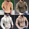 European Men's Double-Sided Fleece Hoodie - Loose Fit, Solid Color, Long Sleeve, Drawstring, Popular Outerwear