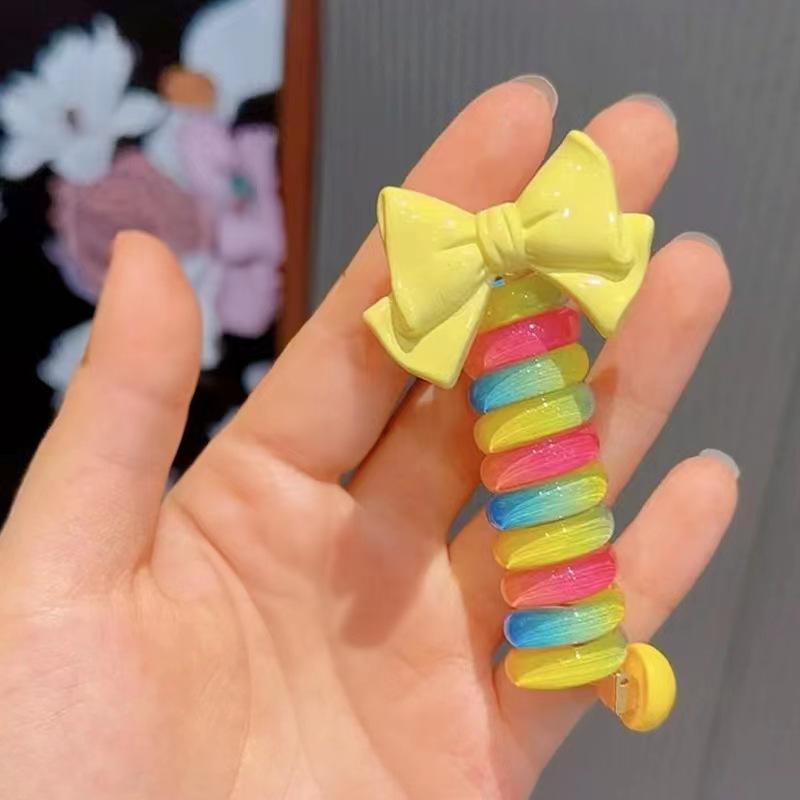 1 Stück Mädchen Elastische Gummibänder Kinder Telefonkabel Haargummis Spiralspule Haarbänder Haarband Pferdeschwanz Haar-Accessoires