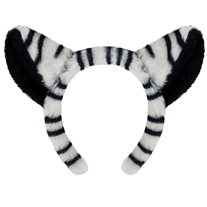 1/3Pcs Kids Zebras Costume Set Zebras Ear Headband Tail Bowtie for Halloween Christmas Cosplay Animal Dressing Up Set