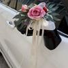 Romantic Wedding Car Floral Ribbon Wedding Bow Decoration Flower  Ceremony Party Decor