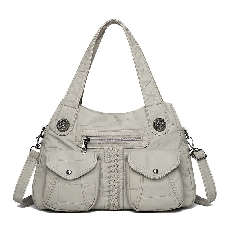 

Винтажная женская сумка кроссбоди из мягкой кожи, большая вместимость, на плечо серый