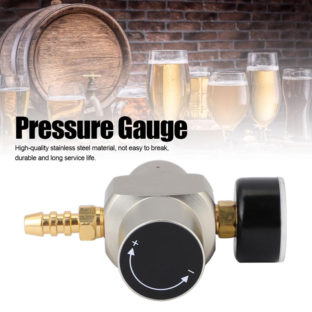 3/8in Quick Connector CO2 Mini Regulator Pressure Gauge for Soda Container Beer Keg