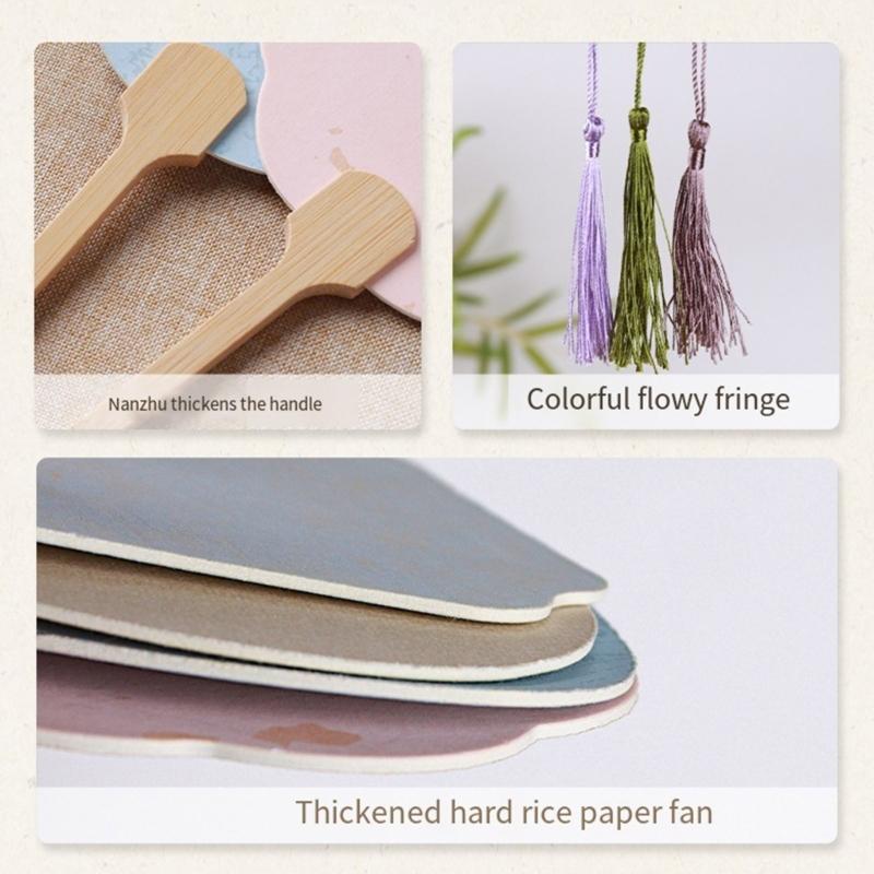 Ancient Fan Paper Hand Fan Round Rice Paper Fan Blank Chinese Painting Group Fan Party Gift Home Decorations