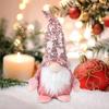 Pink Sequin Rudolph Doll High Hat Xmas Gifts Swedish Cute Gnomes Desk Ornaments Knitted Button Doll Home Decor