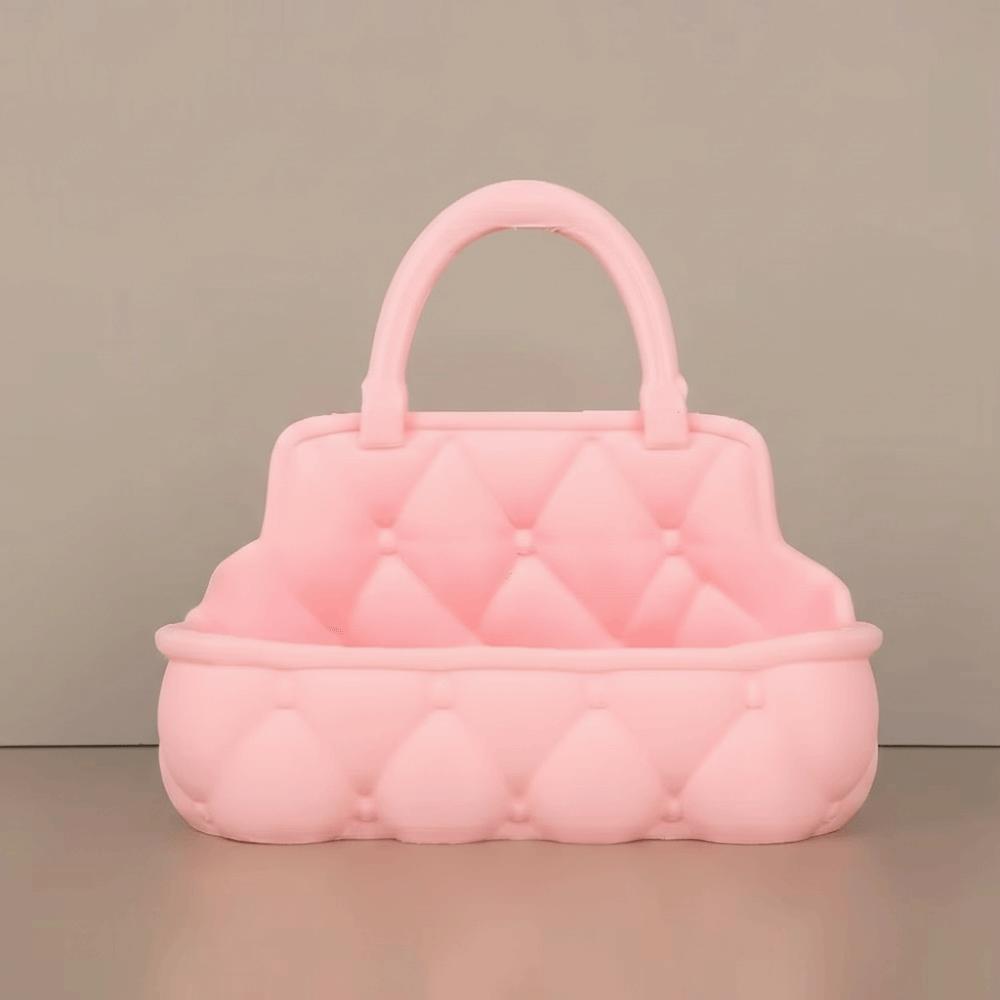 

Warm Style Handbag Storage Basket Solid Color Desktop Storage Basket Desktop Organization розовый
