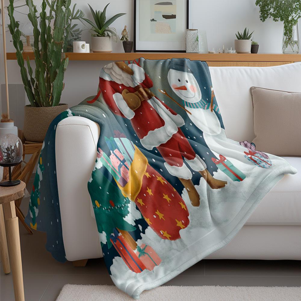 Tuniu Christmas Santa Blanket Sofa Bed Throw Warm Cozy Decorative Gift for Kids and Adults