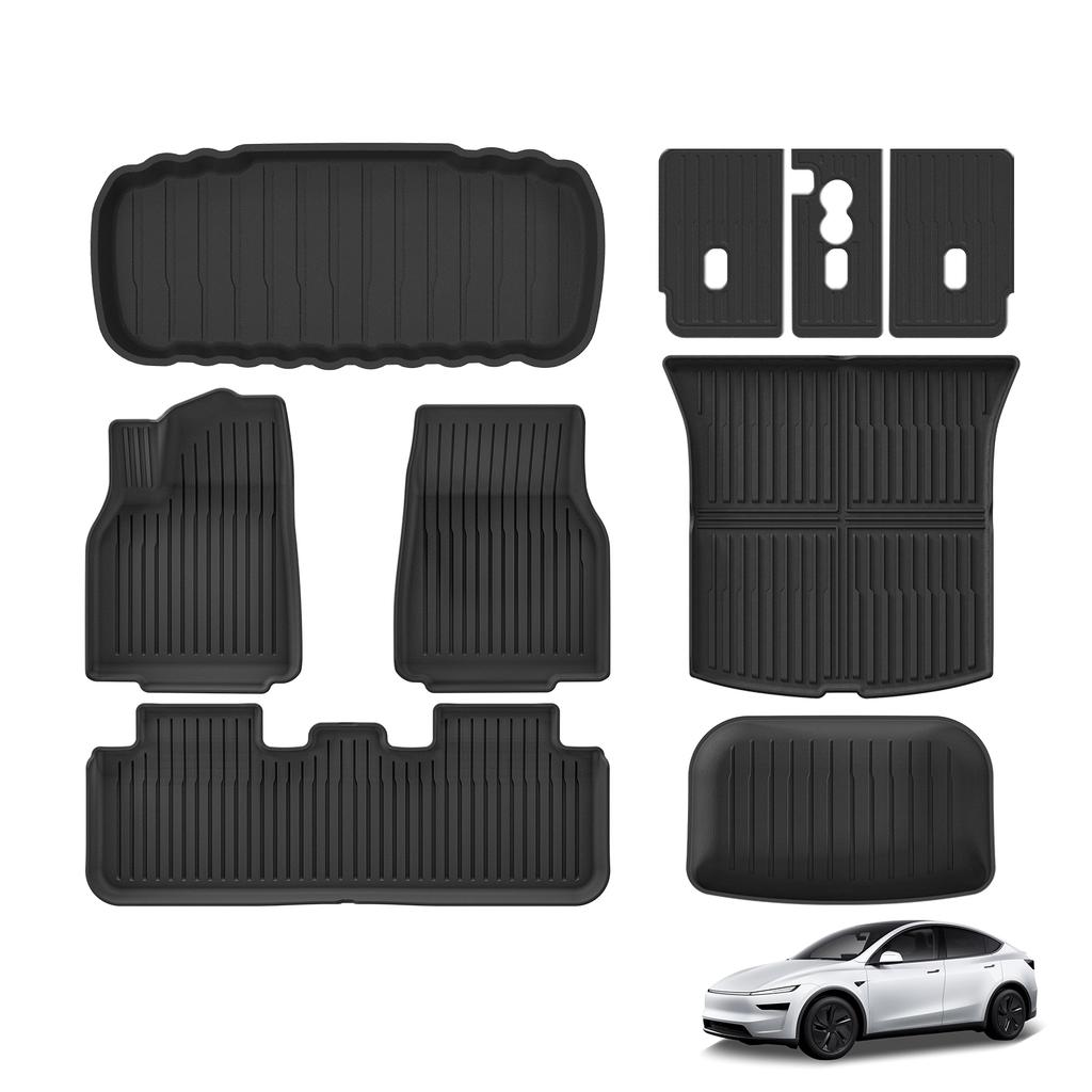 Smabee for Tesla Model Y Juniper Standard RWD 2025 2026 TPE Car Floor Mats Cargo Liner Trunk Mats Backrest Pad Accessories Black