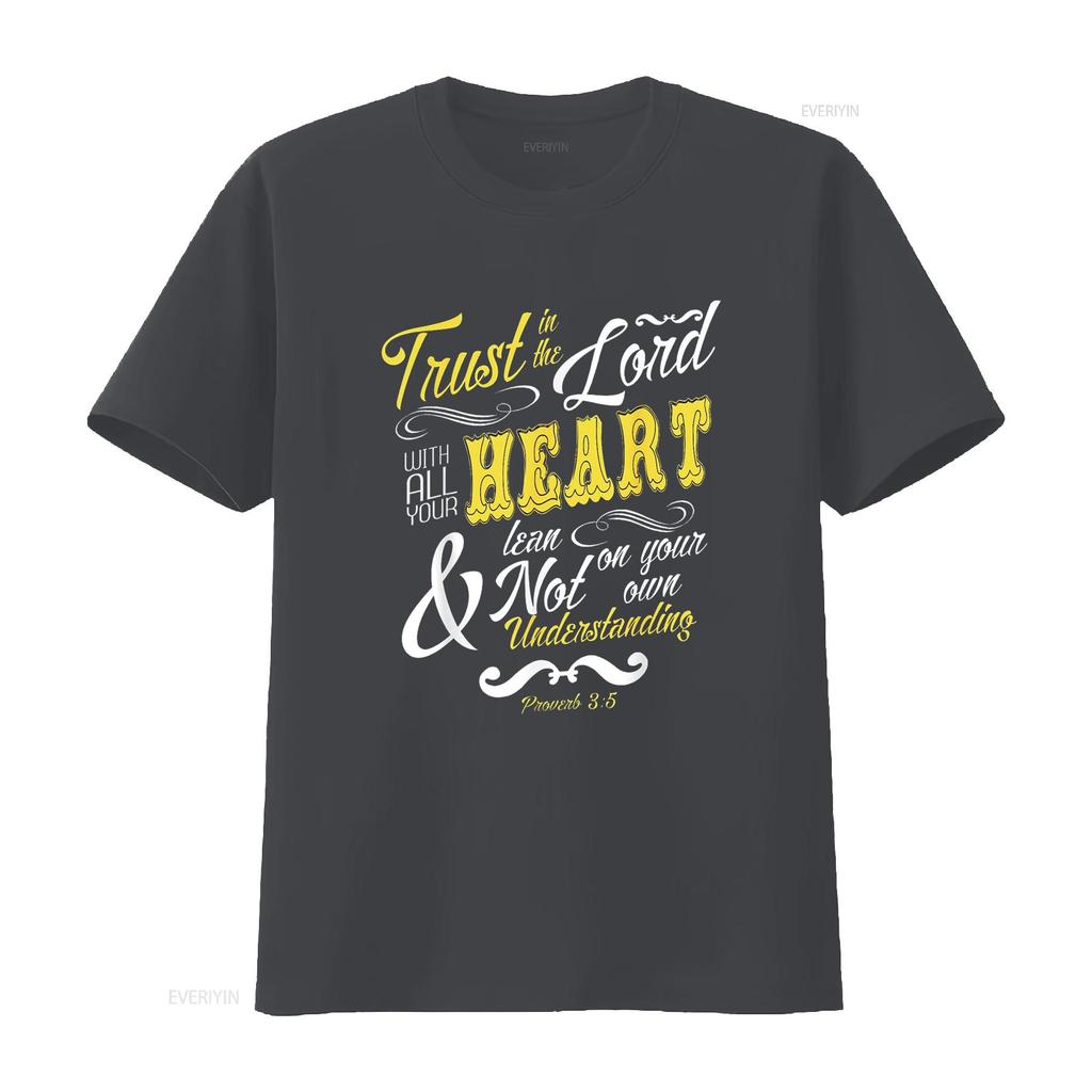 Trust In The Lord With All Your Heart Bible Verse T Shirt Vintage Washed Stretched Soft Comfortable Top For Everyday Wear