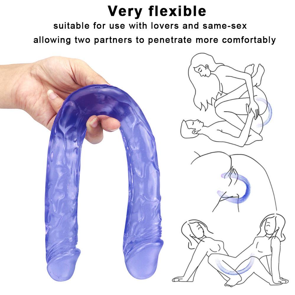 Doppelkopf-Dildo, langer, realistischer Dildo, doppelseitiger Dildo, flexibler großer Penis für Frauen, Masturbator, Sexspielzeug für lesbische Erwachsene