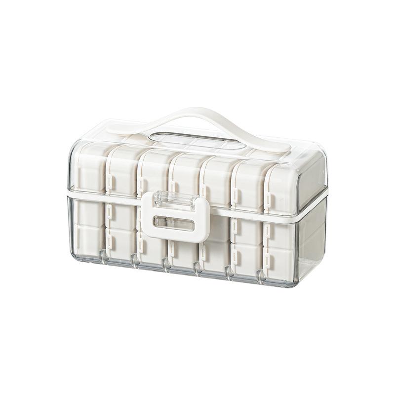 

21Grids Pill Box Weekly Portable Large Capacity Travel Pill Case Clear Sealed Medicine Compartment Storage Box Pill Container белый
