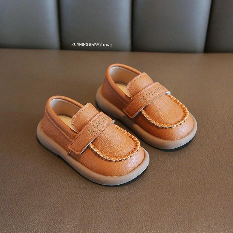 

New Boy Leather Shoes Pure Color Kids Shoes Spring Fall Baby Casual School Shoes British Style Children Footwear for Show I07253 23 коричневый