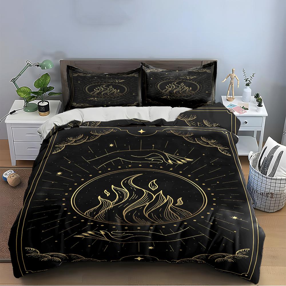 Mystical Hand and Flame Design Bedding Set Bedding set (1 duvet cover, 2 pillowcases, duvet not included)
