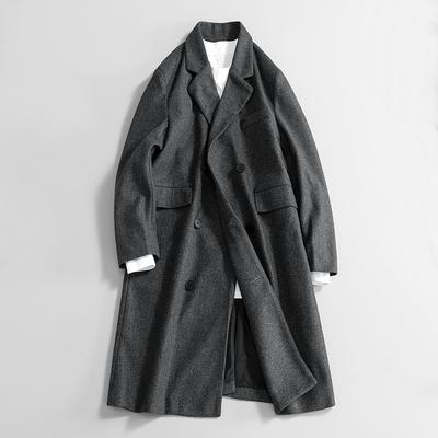 Long Woolen Coat Men's Trench Coat Over the Knee Autumn and Winter New Thickened Jacket Men