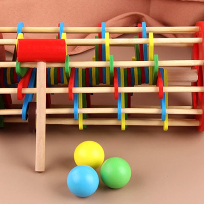 Children Pounding Ball Fall Ladder Small Hammer Colorful Knock Toy Baby Early Education Wooden for Baby 2 3 4 Years Old