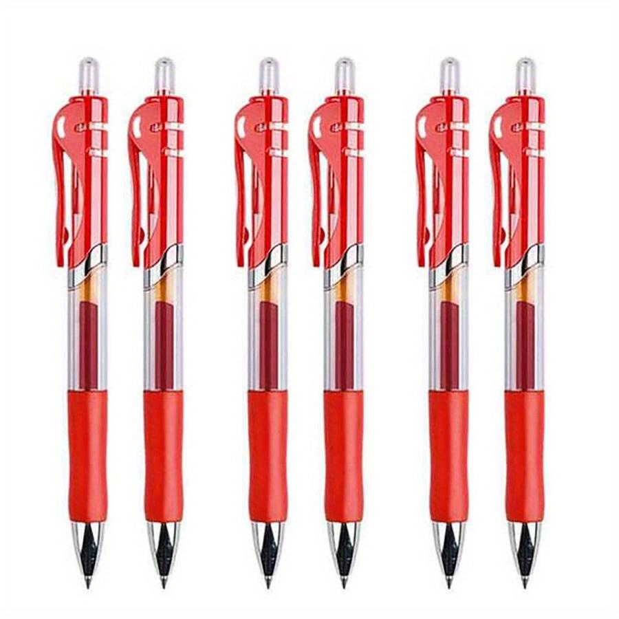 6pcs Retractable Ballpoint Pens, 0.5mm Medium Point, Carbon 0.5mm Lead, Large Capacity, Upright Position, Stationery Supplies