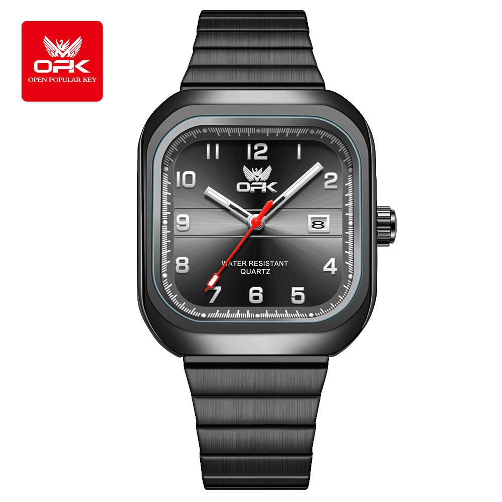 OPK brand digital engraved luminous waterproof single calendar men's watch quartz watch 6040