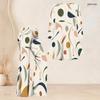 Women Plus Size Two Piece Set Round Neck Three Quarter Sleeve Abstract Printed Flared Top And Flared Pants
