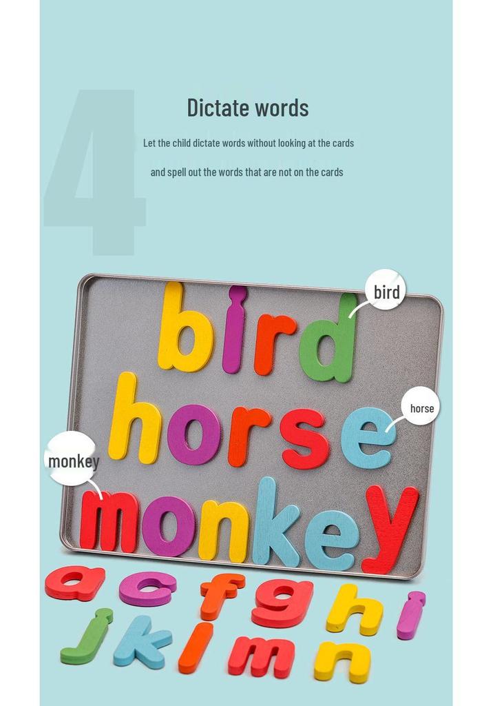 Magnetic Alphabet Spelling Game: Children's Educational Wooden Toy for Early Learning.