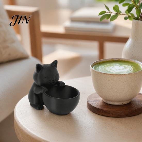 Office Desk Plant Holder 3D Printed Cat Ornament, Shape Pot, Small Indoor Pot Holder, Matte Frosted Surface Container for Home Decor Themed Planter
