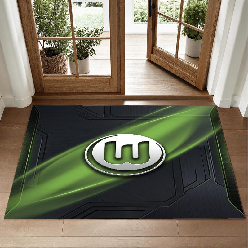 VfL Wolfsburg FC Design Crystal Velvet Rug Soft Decorative Mat for Bedroom Entrance