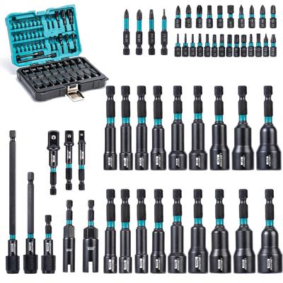 Impact Driver Socket 54 Piece Set Socket Bit Set Electric Screwdriver Bit Socket Adapter Bit Holder Thumbscrew Socket Extension Bar