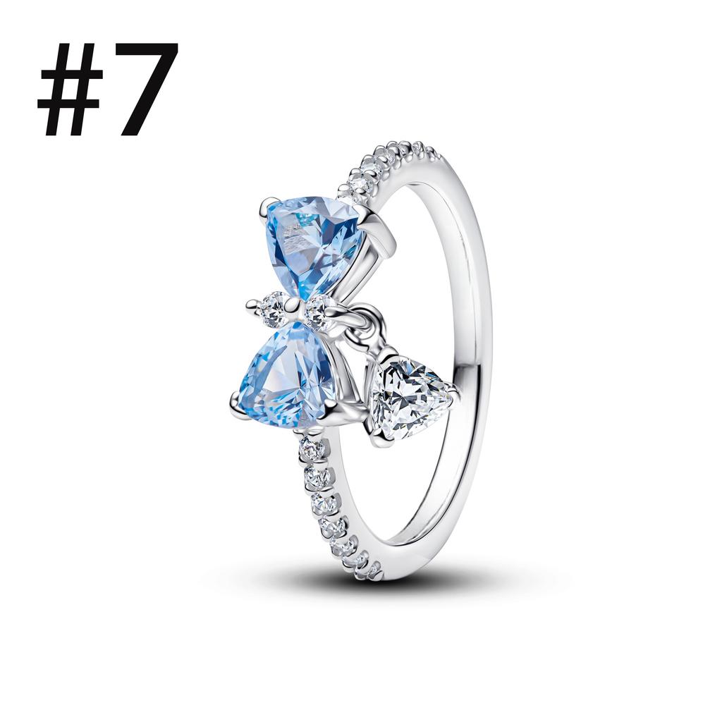 Luxury Original 925 Silver Heart-shaped Bow Flower Ring Fit Women's High-end Jewelry Parties Valentine's Day Gifts