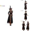 Elegant Halloween Witch Costume For Women Featuring Long Sleeves And Polyester Fabric